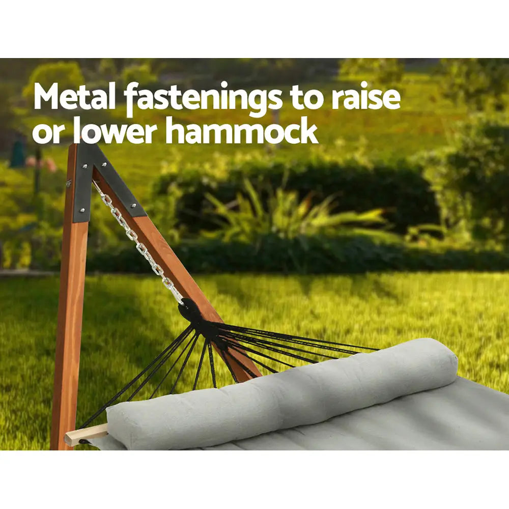 Gardeon Hammock Bed Outdoor Camping Timber Hammock with Stand Grey - Furniture > Outdoor