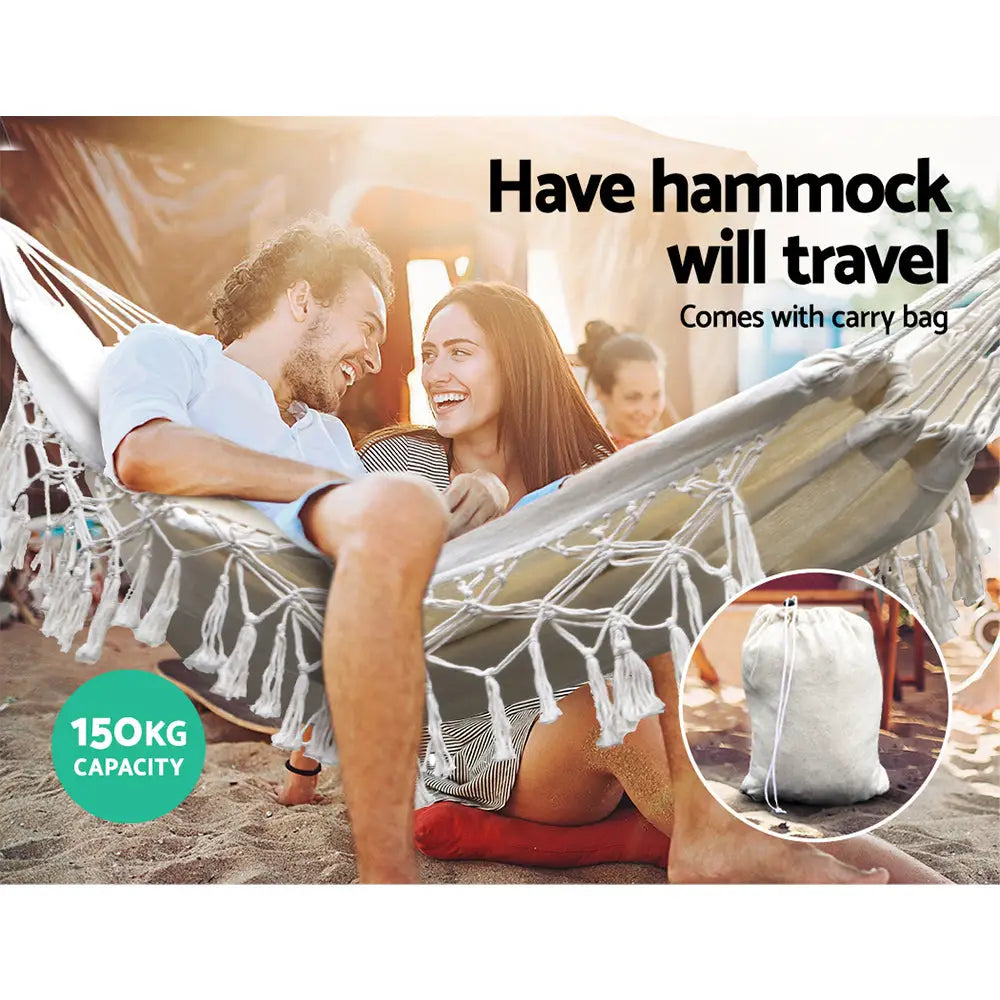 Gardeon Hammock Bed Rope Tassel Outdoor Hammocks Chair Camping - Furniture > Outdoor