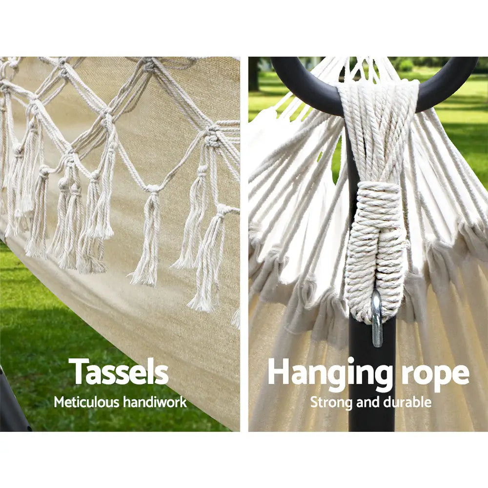 Gardeon Hammock Bed Rope Tassel Outdoor Hammocks Chair Camping - Furniture > Outdoor