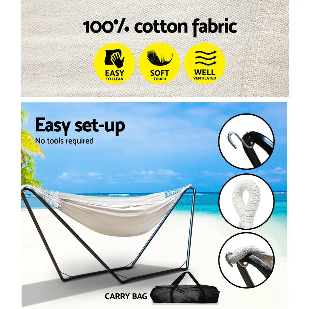 Gardeon Hammock Bed with Stand Outdoor Camping Hammocks Steel Frame - Furniture > Outdoor
