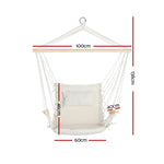 Gardeon Hammock Chair Hanging with Armrest Camping Hammocks Cream - Home & Garden > Hammocks