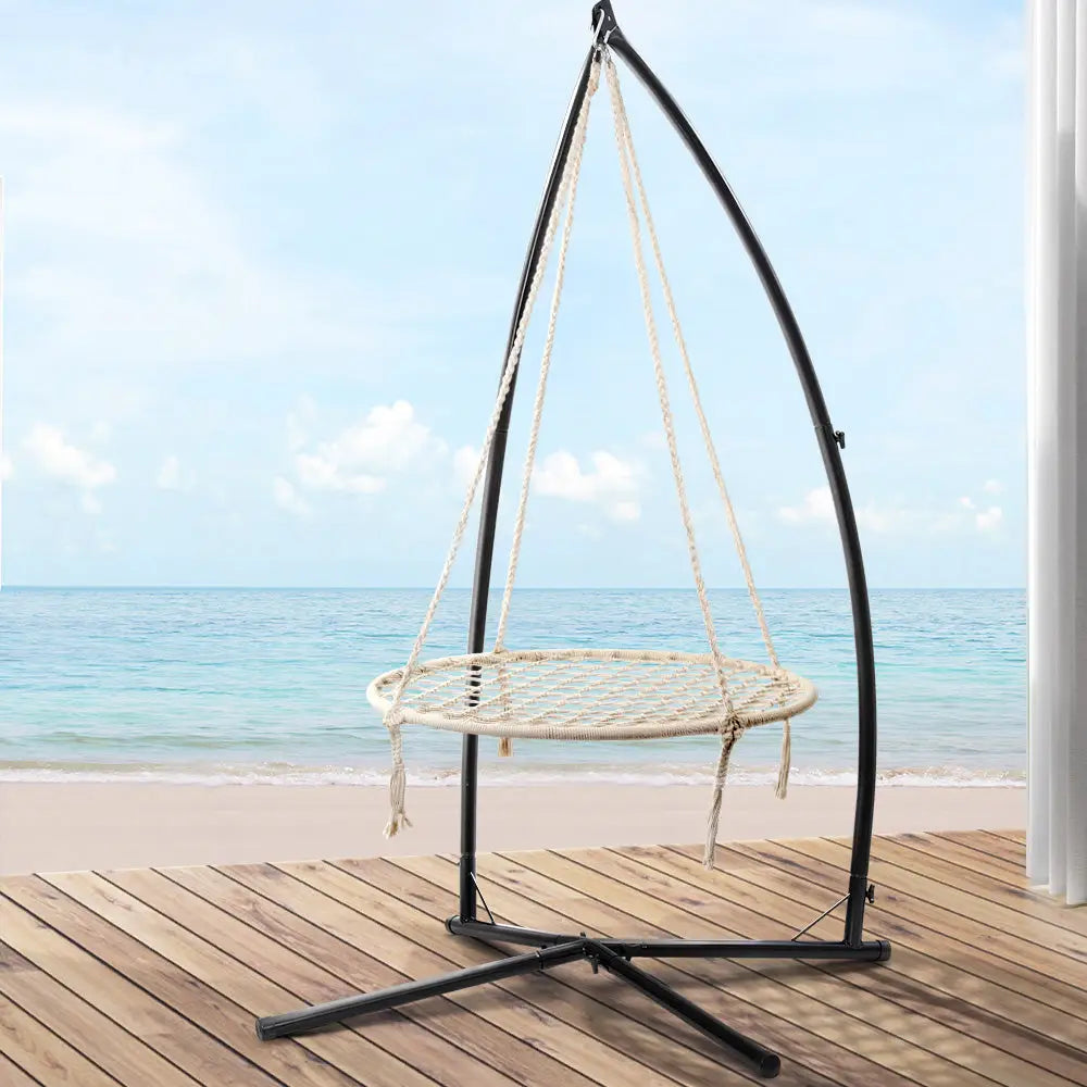 Gardeon Hammock Chair Nest Web Outdoor Swing with Steel Stand 100cm - Furniture > Outdoor