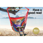 Gardeon Hammock Chair Outdoor Camping Hanging Hammocks Cushion Pillow Rainbow - Home & Garden > Hammocks