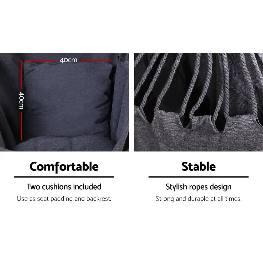 Gardeon Hammock Chair Outdoor Camping Hanging Hammocks Cushion Pillow Grey - Home & Garden > Hammocks