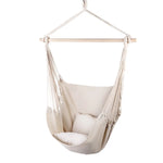 Gardeon Hammock Chair Outdoor Camping Hanging Hammocks Cushion Pillow Cream - Home & Garden > Hammocks