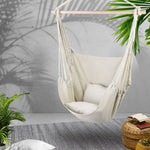Gardeon Hammock Chair Outdoor Camping Hanging Hammocks Cushion Pillow Cream - Home & Garden > Hammocks