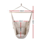 Gardeon Hammock Chair Outdoor Camping Hanging Hammocks Cushion Pillow Cream - Home & Garden > Hammocks