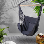 Gardeon Hammock Chair Outdoor Camping Hanging Hammocks Cushion Pillow Grey - Home & Garden > Hammocks