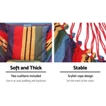 Gardeon Hammock Chair Outdoor Camping Hanging Hammocks Cushion Pillow Rainbow - Home & Garden > Hammocks