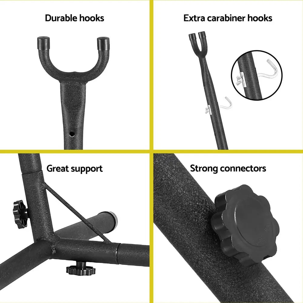 Gardeon Hammock Chair Outdoor Camping Hanging with Stand Grey - Furniture > Outdoor > Outdoor Chairs