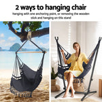 Gardeon Hammock Chair Outdoor Camping Hanging with Stand Grey - Furniture > Outdoor > Outdoor Chairs
