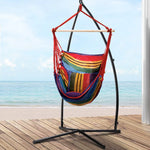Gardeon Hammock Chair Outdoor Camping Hanging with Steel Stand Rainbow - Furniture > Outdoor
