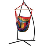 Gardeon Hammock Chair Outdoor Camping Hanging with Steel Stand Rainbow - Furniture > Outdoor