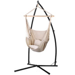 Gardeon Hammock Chair Outdoor Camping Hanging with Steel Stand Cream - Furniture > Outdoor
