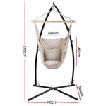 Gardeon Hammock Chair Outdoor Camping Hanging with Steel Stand Cream - Furniture > Outdoor