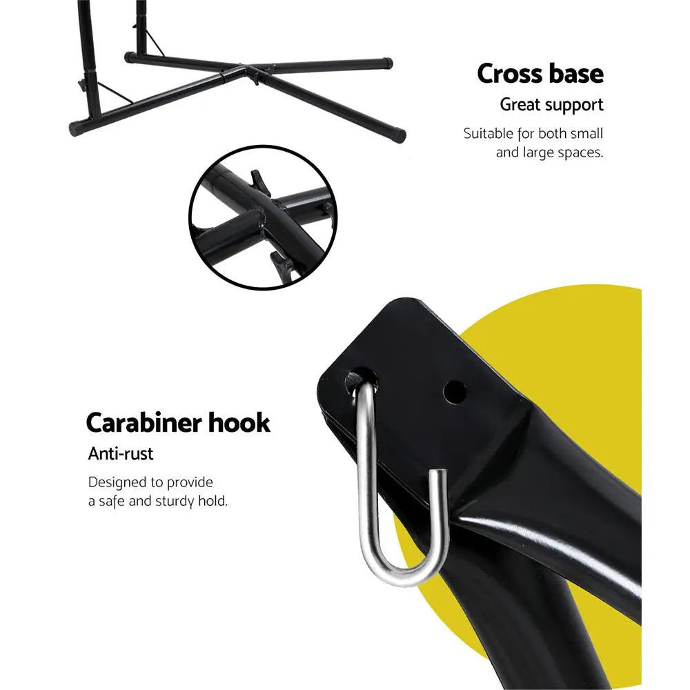 Gardeon Hammock Chair Outdoor Camping Hanging with Steel Stand Grey - Furniture > Outdoor
