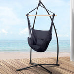 Gardeon Hammock Chair Outdoor Camping Hanging with Steel Stand Grey - Furniture > Outdoor
