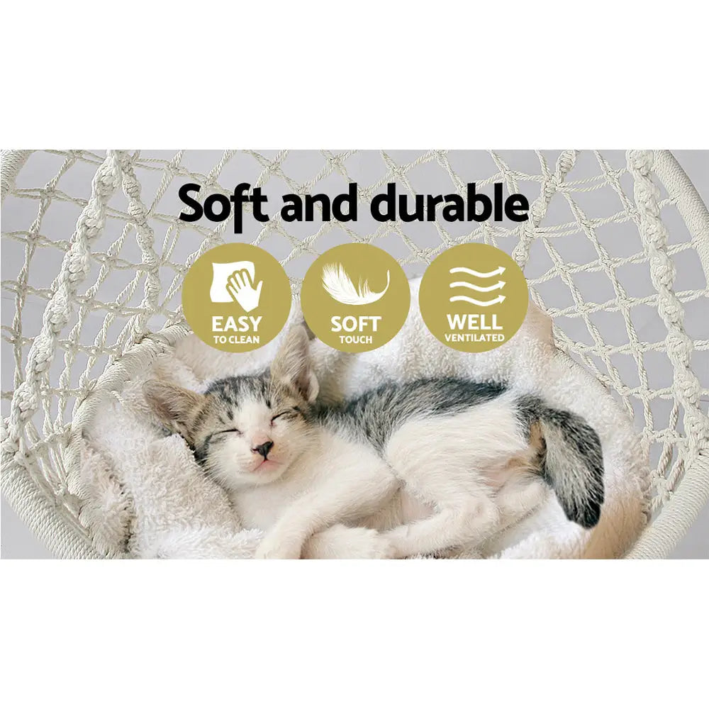 Gardeon Hammock Chair Outdoor Hanging Macrame Cotton Indoor Cream - Home & Garden > Hammocks