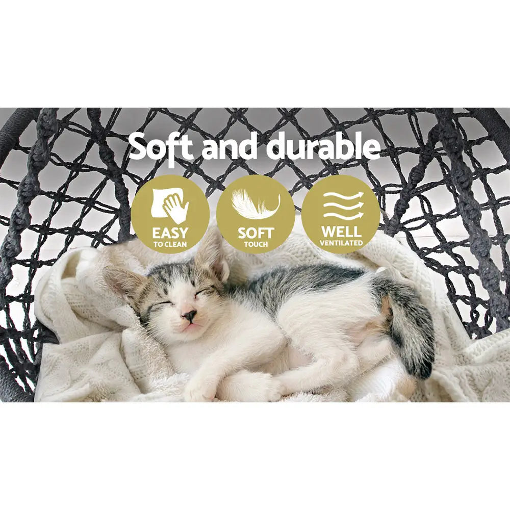 Gardeon Hammock Chair Outdoor Hanging Macrame Cotton Indoor Grey - Home & Garden > Hammocks