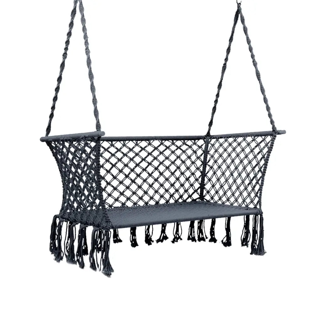 Gardeon Hammock Chair Outdoor Portable Camping Hammocks 2 Person Grey - Furniture > Outdoor