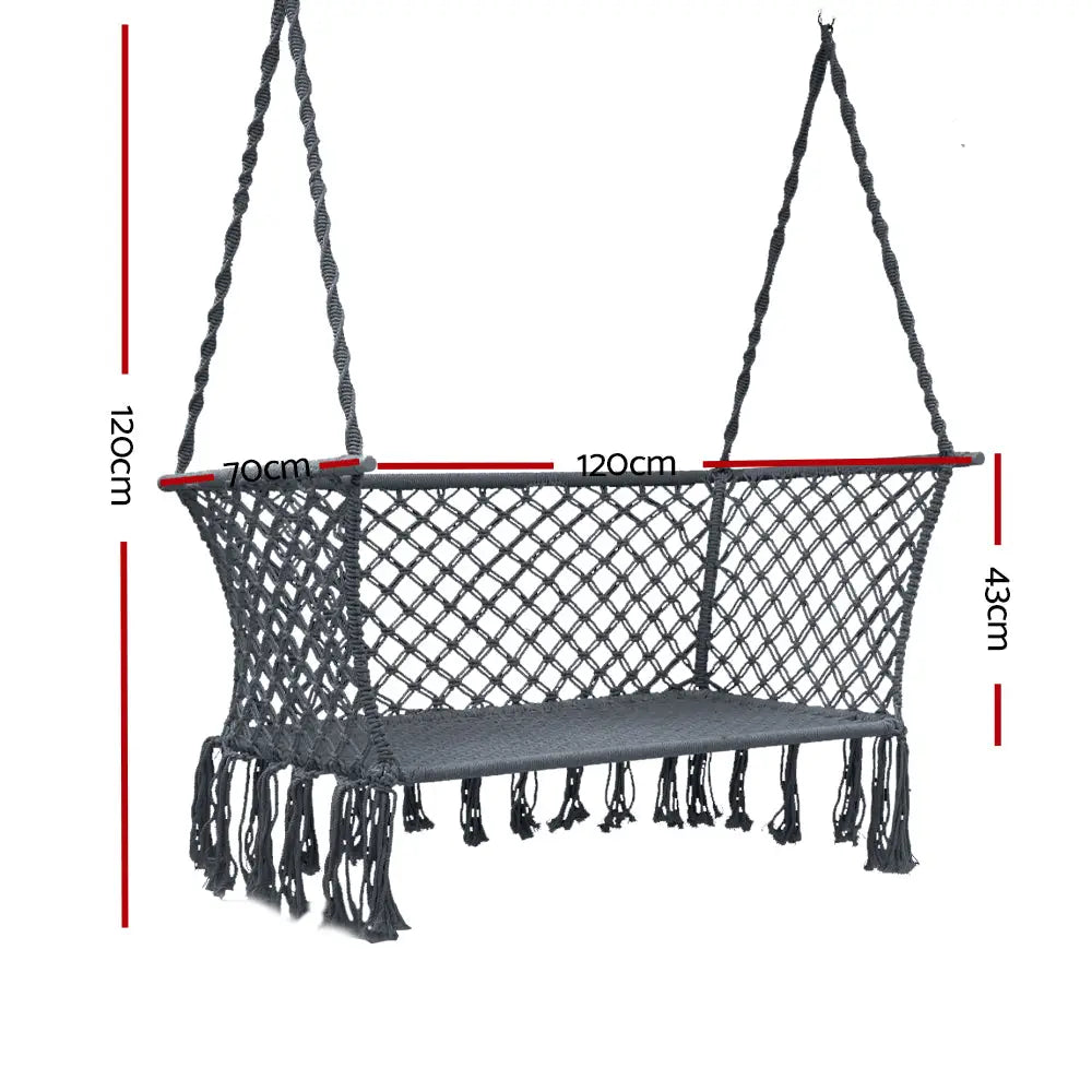 Gardeon Hammock Chair Outdoor Portable Camping Hammocks 2 Person Grey - Furniture > Outdoor