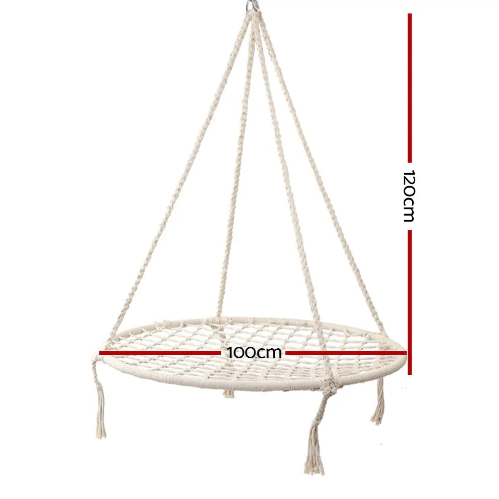 Gardeon Hammock Chair Outdoor Tree Swing Nest Web Hanging Seat 100cm - Home & Garden > Hammocks