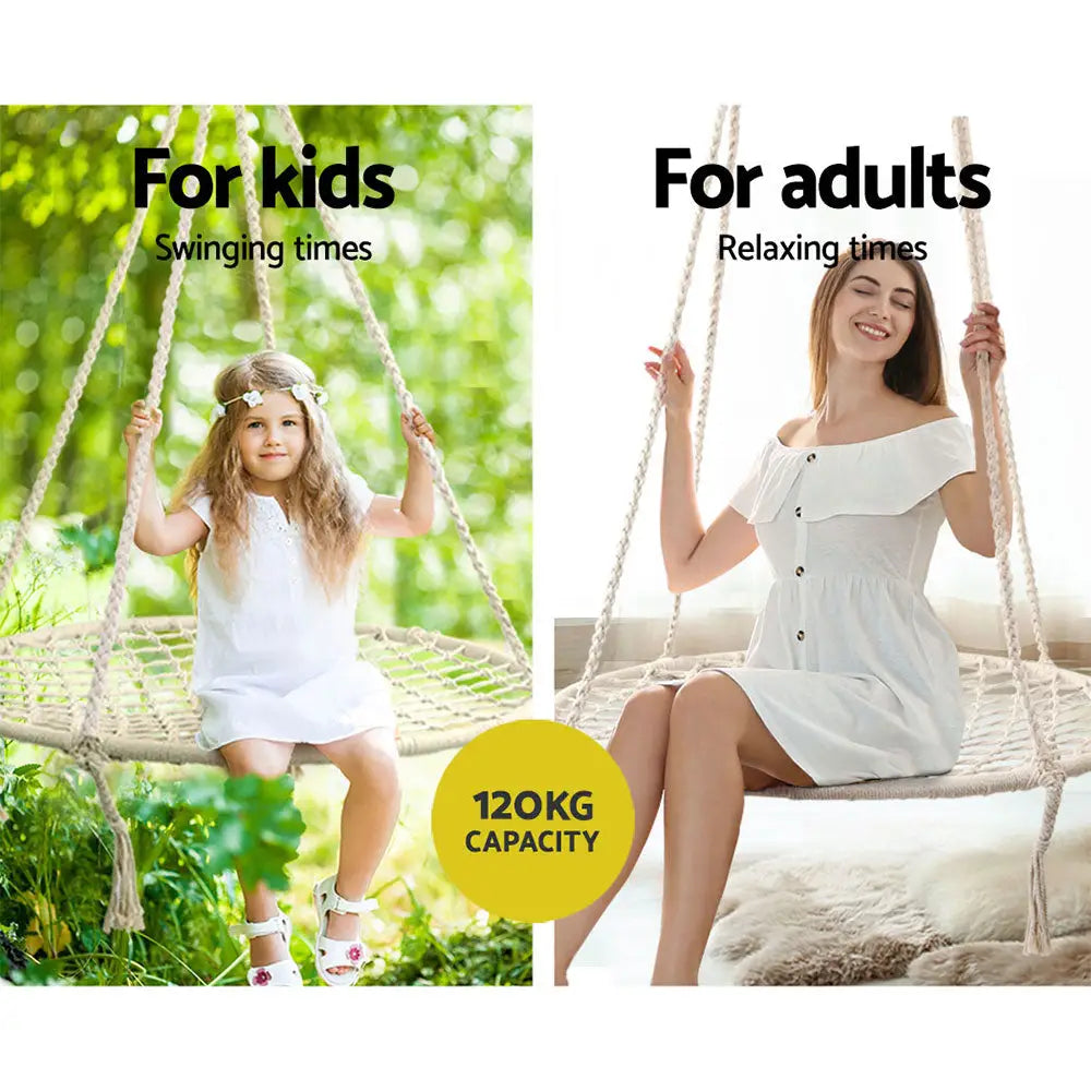 Gardeon Hammock Chair Outdoor Tree Swing Nest Web Hanging Seat 100cm - Home & Garden > Hammocks