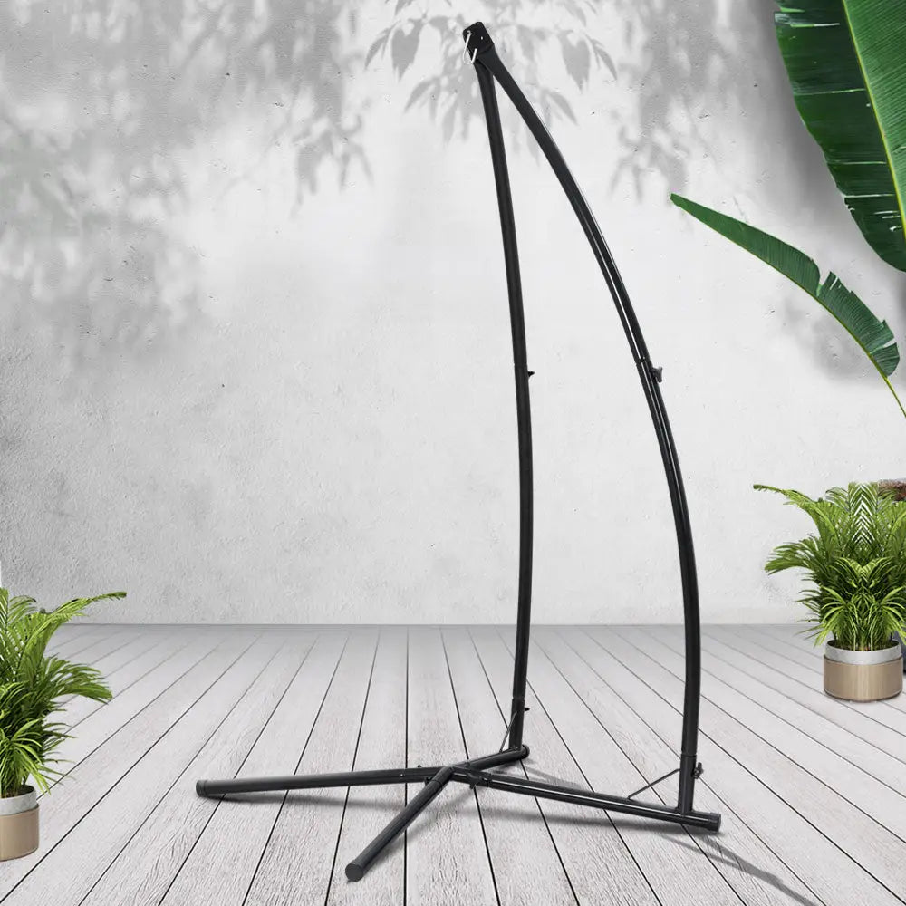 Gardeon Hammock Chair Steel Stand Outdoor Furniture Heavy Duty Black - Home & Garden > Hammocks