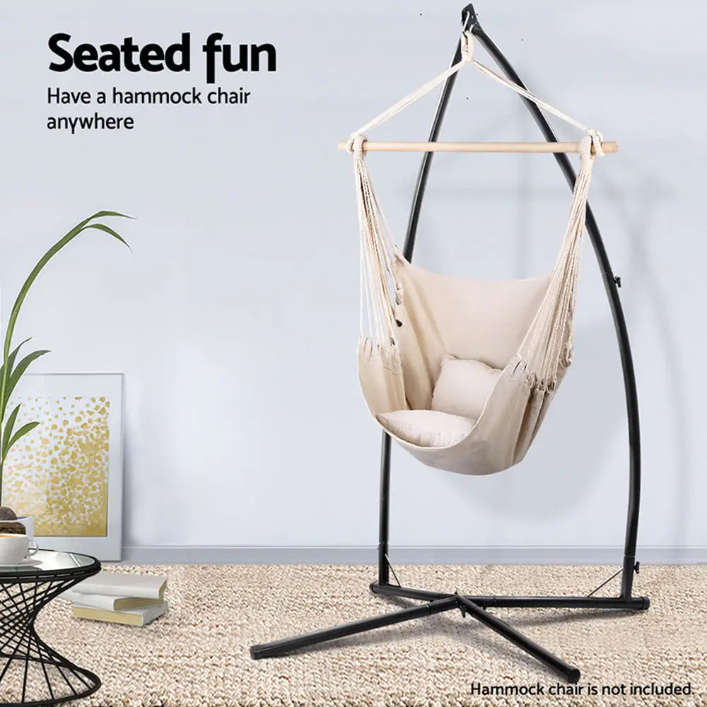Gardeon Hammock Chair Steel Stand Outdoor Furniture Heavy Duty Black - Home & Garden > Hammocks