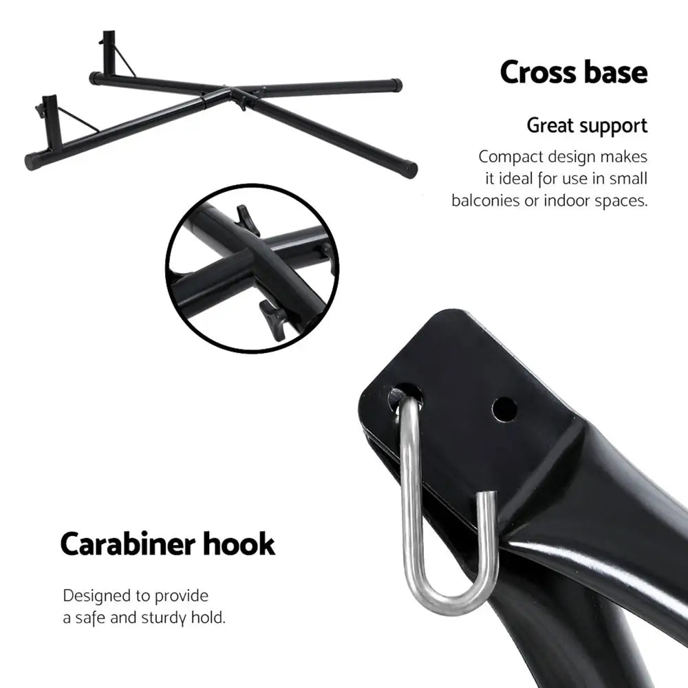 Gardeon Hammock Chair Steel Stand Outdoor Furniture Heavy Duty Black - Home & Garden > Hammocks
