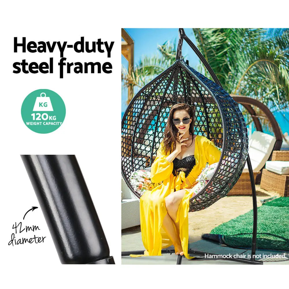 Gardeon Hammock Chair Steel Stand Outdoor Furniture Heavy Duty Black - Home & Garden > Hammocks