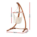 Gardeon Hammock Chair Timber Outdoor Furniture Camping with Stand White - Furniture > Outdoor