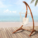 Gardeon Hammock Chair Timber Outdoor Furniture Camping with Stand White - Furniture > Outdoor