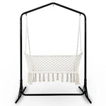 Gardeon Hammock Chair with Stand Macrame Outdoor Garden 2 Seater Cream - Home & Garden > Hammocks