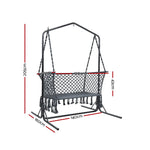 Gardeon Hammock Chair with Stand Macrame Outdoor Garden 2 Seater Grey - Home & Garden > Hammocks