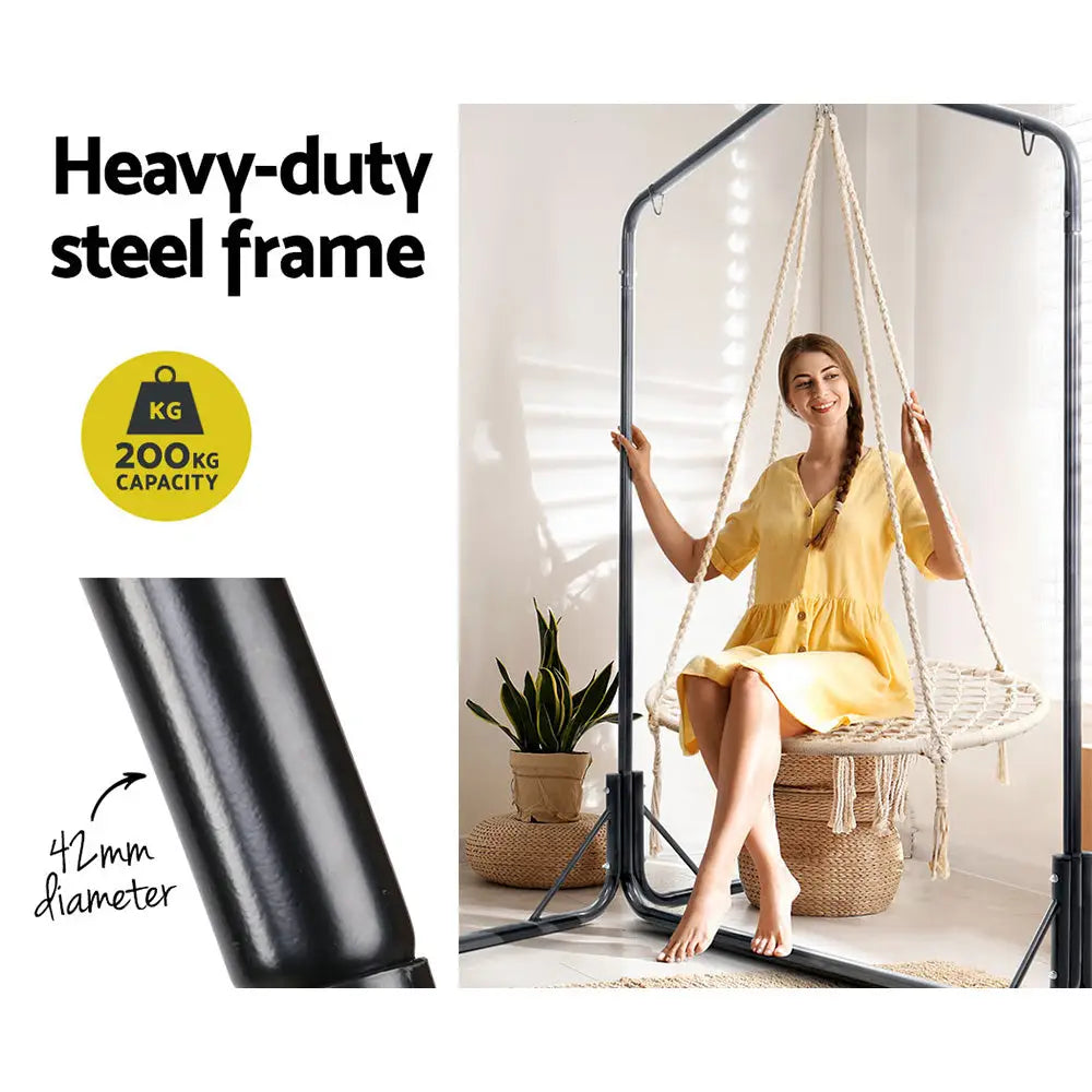 Gardeon Hammock Chair with Stand Nest Web Outdoor Swing 100cm - Furniture > Outdoor