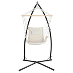 Gardeon Hammock Chair with Steel Stand Armrest Outdoor Hanging Cream - Furniture > Outdoor
