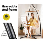 Gardeon Hammock Chair with Steel Stand Armrest Outdoor Hanging Cream - Furniture > Outdoor