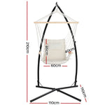Gardeon Hammock Chair with Steel Stand Armrest Outdoor Hanging Cream - Furniture > Outdoor