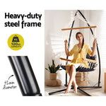 Gardeon Hammock Chair with Steel Stand Armrest Outdoor Hanging Grey - Furniture > Outdoor