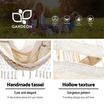 Gardeon Hammock Chair with Steel Stand Hanging Outdoor Tassel Cream - Furniture > Outdoor