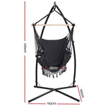 Gardeon Hammock Chair with Steel Stand Hanging Outdoor Tassel Grey - Furniture > Outdoor
