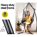 Gardeon Hammock Chair with Steel Stand Hanging Outdoor Tassel Grey - Furniture > Outdoor