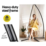 Gardeon Hammock Chair with Steel Stand Macrame Outdoor Swinging Cream - Furniture > Outdoor