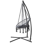 Gardeon Hammock Chair with Steel Stand Macrame Outdoor Swinging Grey - Furniture > Outdoor