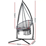 Gardeon Hammock Chair with Steel Stand Macrame Outdoor Swinging Grey - Furniture > Outdoor