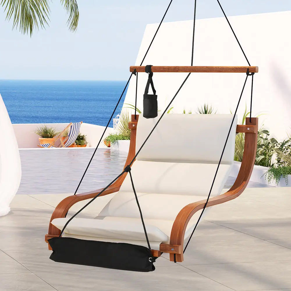 Gardeon Hammock Chair Wooden Hanging Indoor Outdoor Lounge Patio - Home & Garden > Hammocks