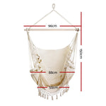 Gardeon Hanging Hammock Chair Outdoor Swing Hammocks Tassel Cream - Home & Garden > Hammocks