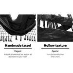 Gardeon Hanging Hammock Chair Outdoor Swing Hammocks Tassel Grey - Home & Garden > Hammocks