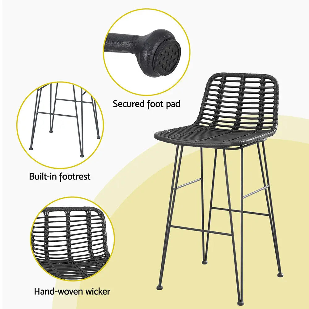 Gardeon Outdoor Bar Set Patio Furniture Dining Chairs Table and Chairs Wicker - Furniture > Outdoor > Outdoor Dining
